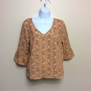 Anthropologie-Pins and Needles: V-Neck Bell Sleeve Blouse